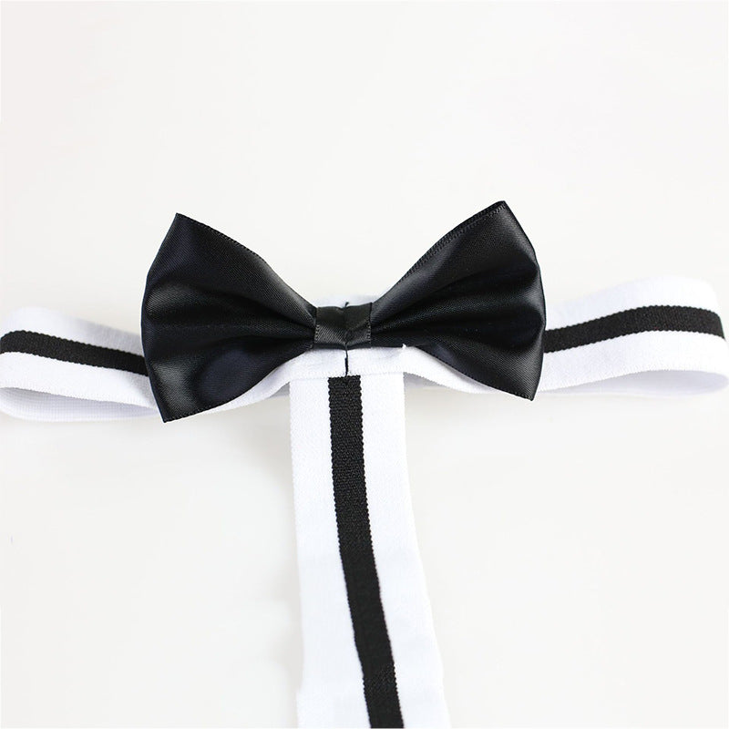 Men’s sexy underwear underwear panties word pants wide elastic bow tie one-piece single men gay bar performance