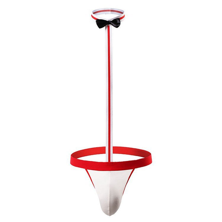 Image of Men’s sexy underwear underwear panties word pants wide elastic bow tie one-piece single men gay bar performance