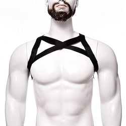 Image of Men’s Strong Nylon Body Chest Harness Belt Shoulder Support Suspender Strap Club Wear Costumes - black / One size