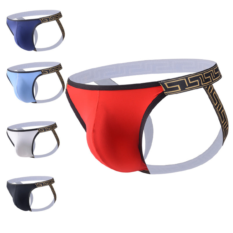 Image of Men’s Thong Large Pocket Pockets Exposed Buttocks Nylon Panties Low Waist Sexy T-Pants Gay Trendy Erotic Underwear