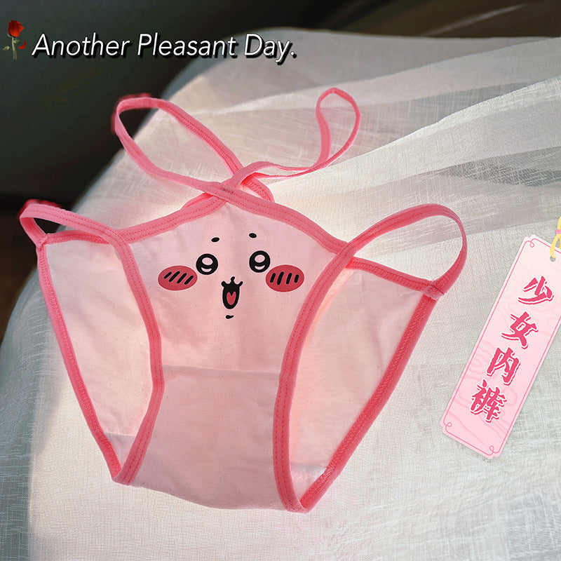 New sexy KT meow meow beautiful girl cute new low-rise briefs pure lust cross strap cotton thong women - Sexy lingerie