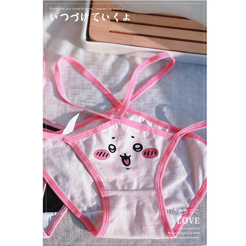 New sexy KT meow meow beautiful girl cute new low-rise briefs pure lust cross strap cotton thong women - Sexy lingerie