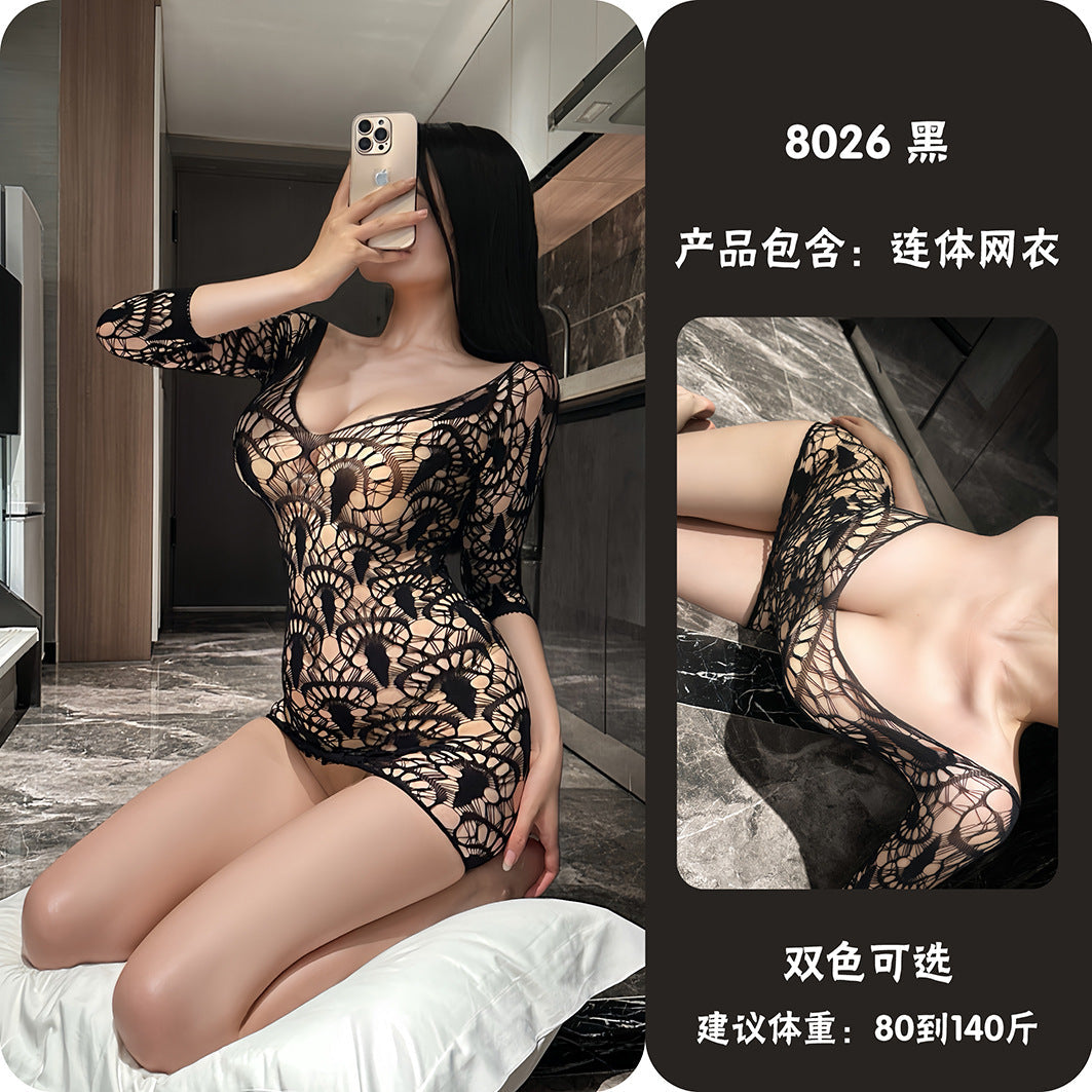 Night Thoughts Night Se Erotic Underwear Plus Size Foreign Trade Flirtatious Net Tearable Sexy Hollow Open Crotch