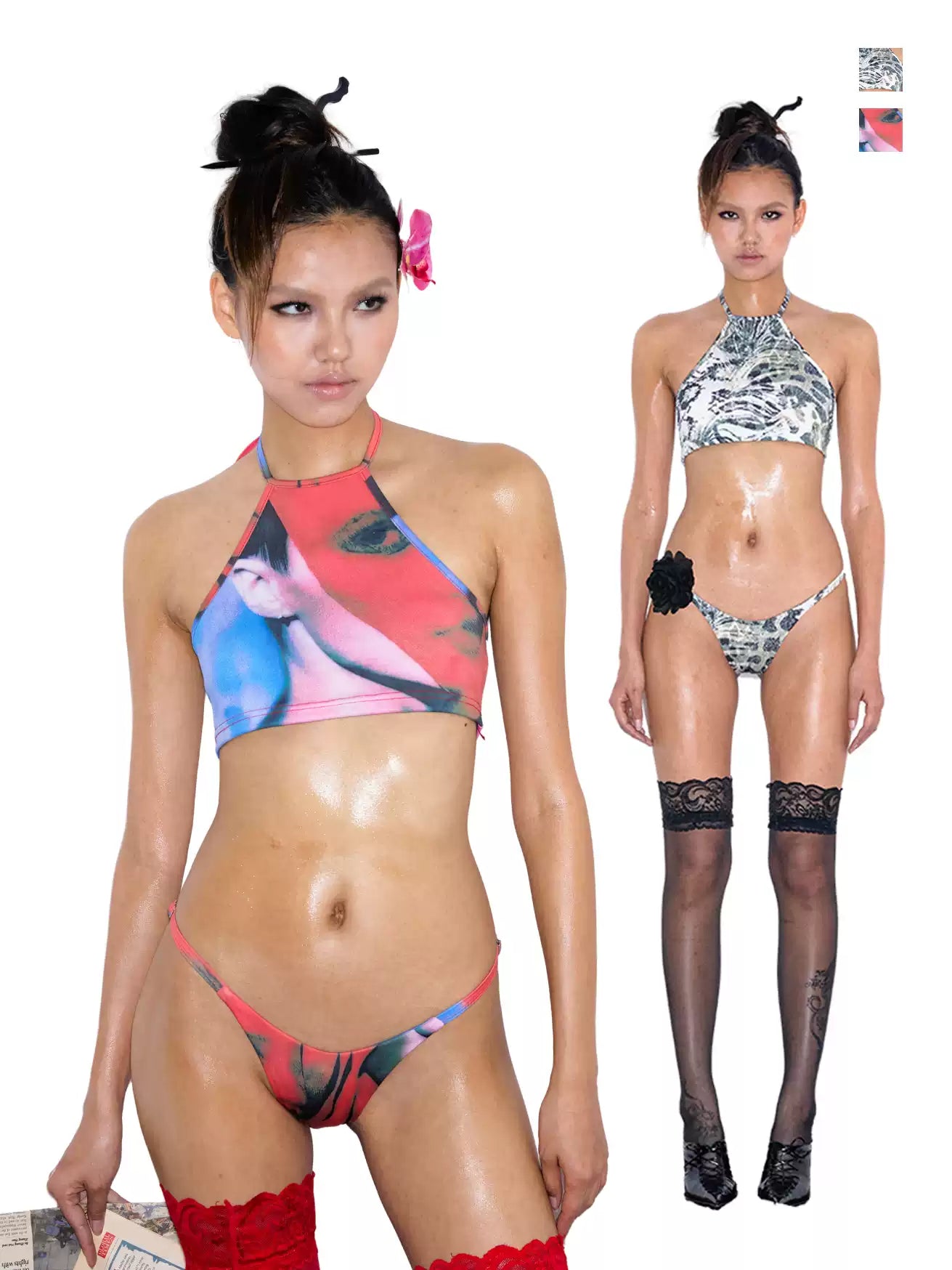 Image of NOLA*Bikini Suit High saturation red leopard print halter neck bikini suit - Sexy lingerie