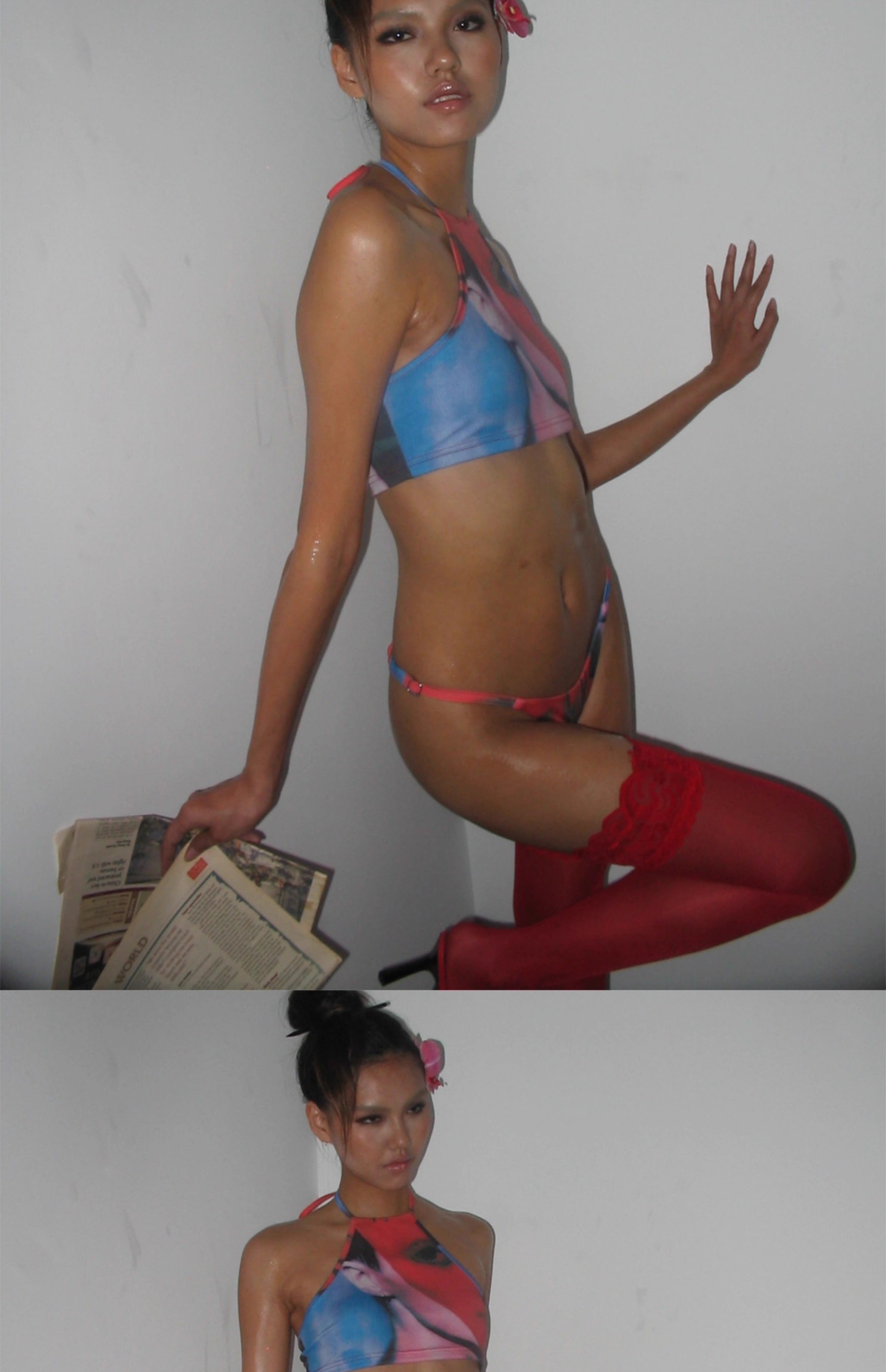 Image of NOLA*Bikini Suit High saturation red leopard print halter neck bikini suit - Sexy lingerie