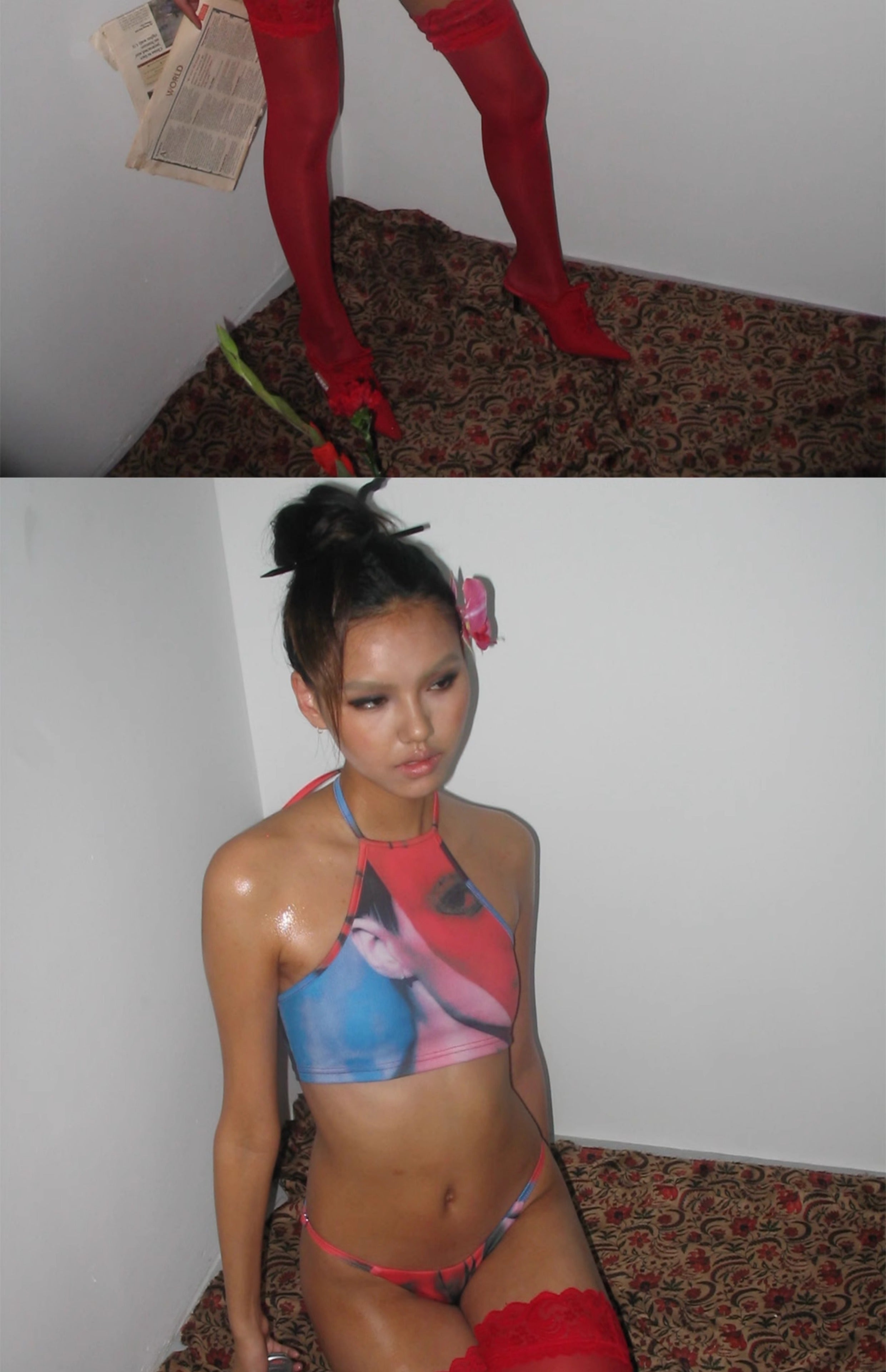 Image of NOLA*Bikini Suit High saturation red leopard print halter neck bikini suit - Sexy lingerie