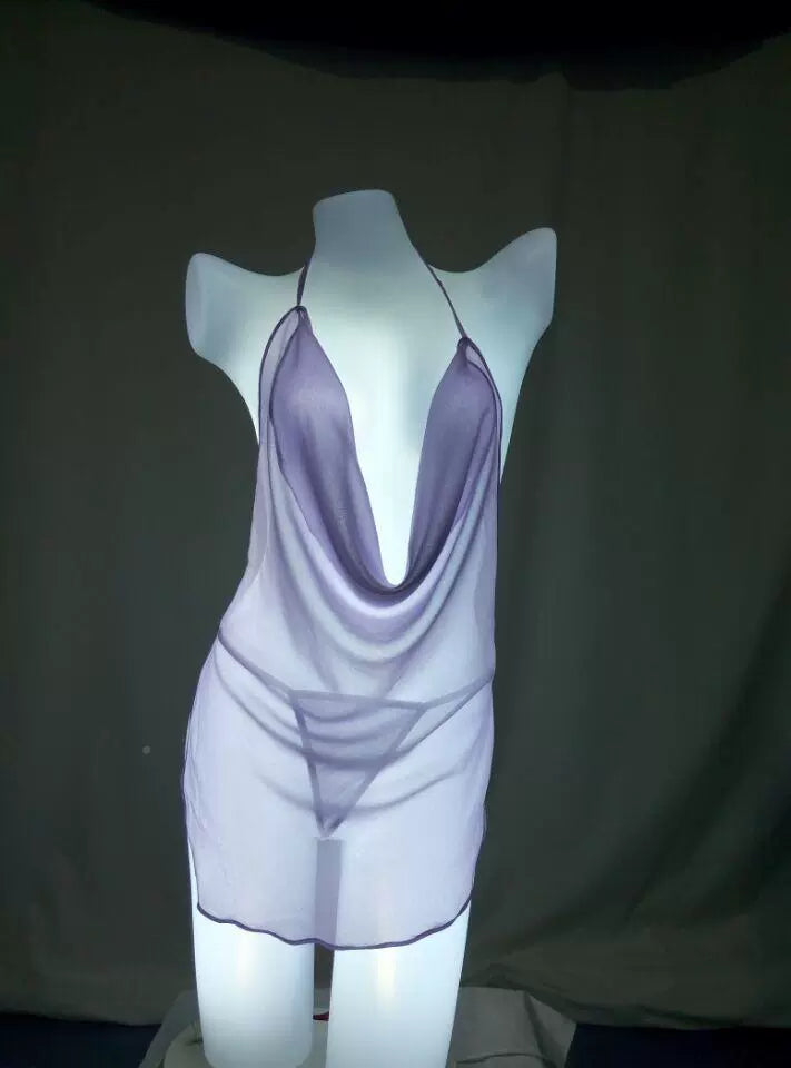 Image of Private secretary erotic underwear plus size Pan Jinlian sexy seductive mesh belly pocket pajamas erotic underwear