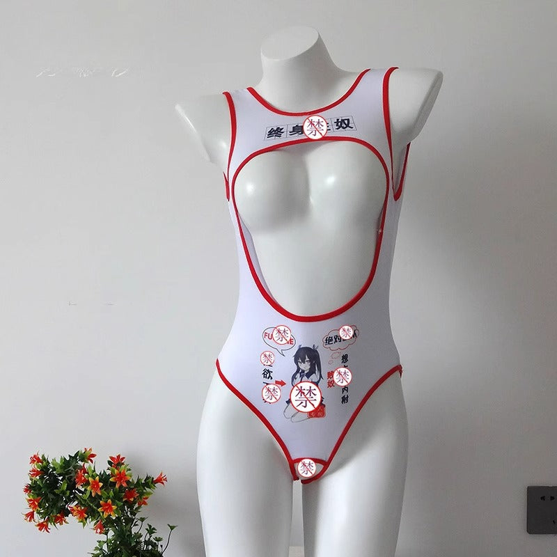 Image of Xiu Caisha erotic underwear fun girl abstinence is breast-baring dirty text uniform pure desire one-piece clothes opening gear Japanese clothes