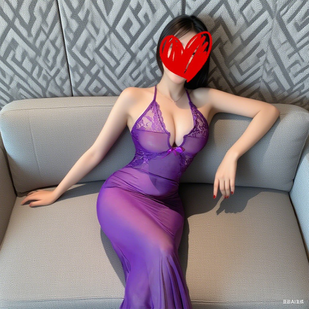 RUIBAVYA Bodystocking Dress Lingerie for Women Full Body Pantyhose Bodysuit Sheer Catsuit Deep V Transparent Dress