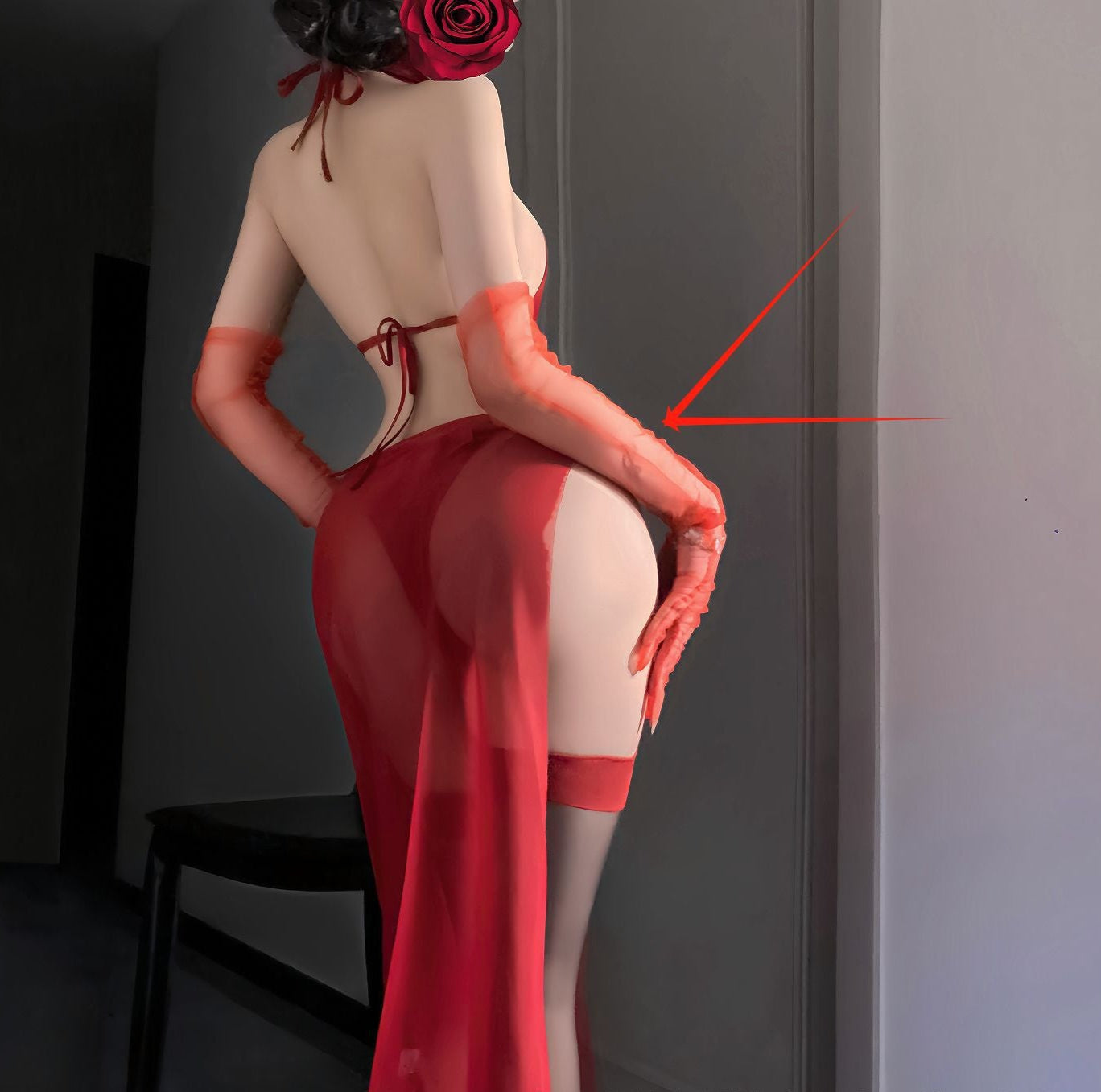 Ruolan erotic underwear sexy suspender temperament royal sister backless halterneck mesh mom skirt Hanfu set 9232