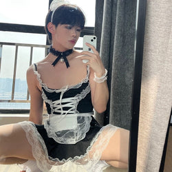 Image of sex suit male servant maid uniform temptation gay free sexy passionate gay teasing plus size COS robe man - Attackable