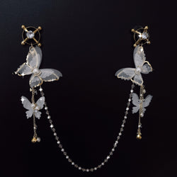 Image of sex toysbell butterfly nipple clip lace pearl sm stimulation nipple training nipple titty clamp butt plug tail