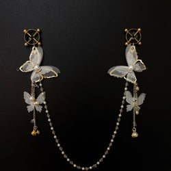 Image of sex toysbell butterfly nipple clip lace pearl sm stimulation nipple training nipple titty clamp butt plug tail