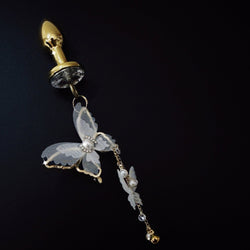 Image of sex toysbell butterfly nipple clip lace pearl sm stimulation nipple training nipple titty clamp butt plug tail - Anal