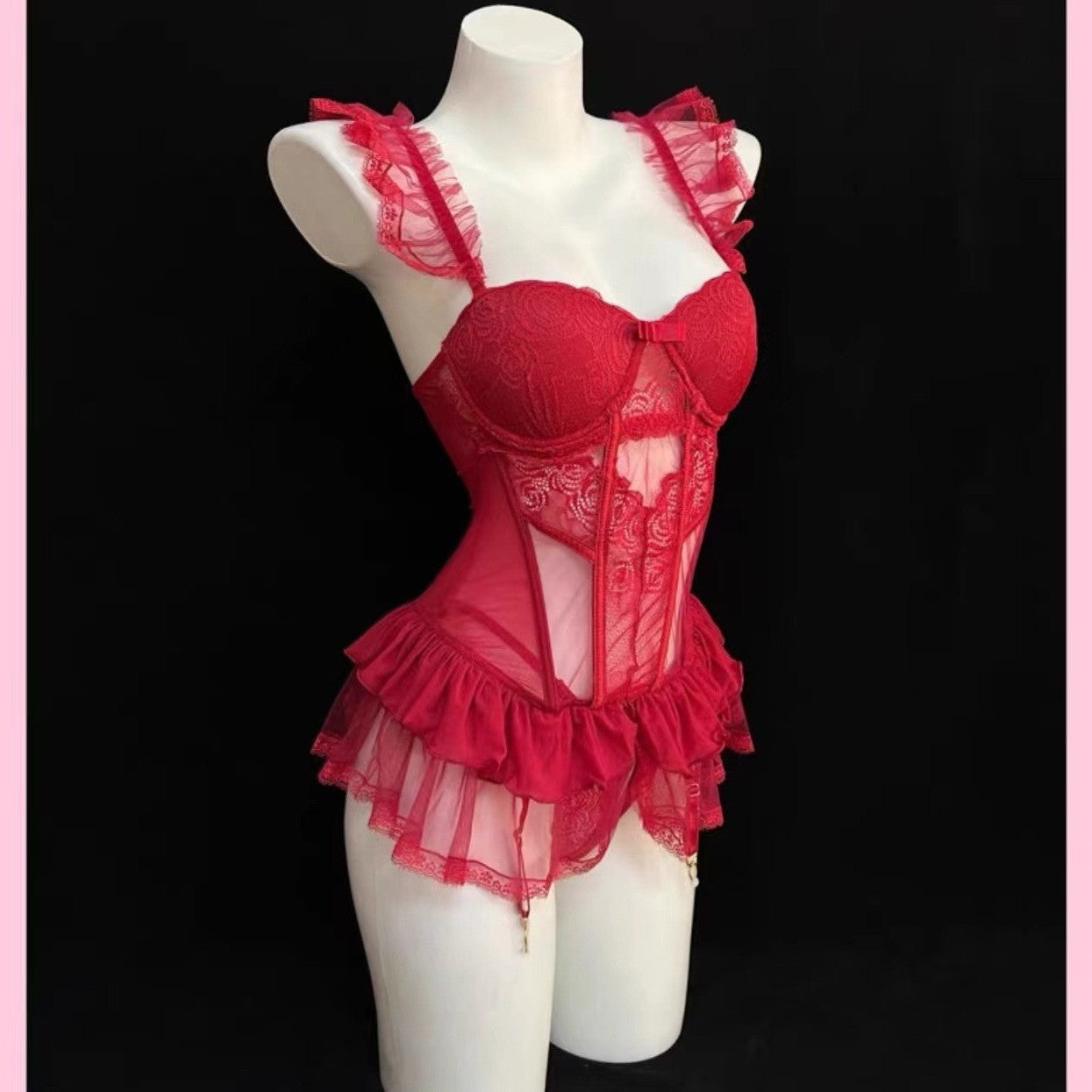 Image of Sexual Affection Fun Lingerie Uniform Pure Desire Hollow Mesh Passion Suit Free Temptation Small Breasts Big Nightdress