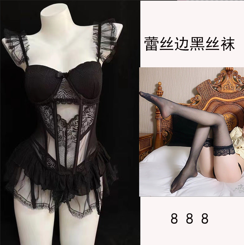 Sexual Affection Fun Lingerie Uniform Pure Desire Hollow Mesh Passion Suit Free Temptation Small Breasts Big Nightdress
