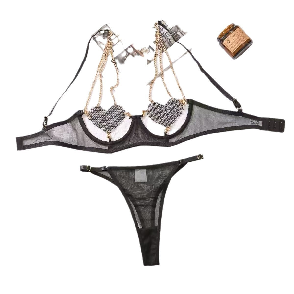 Sexy bra suit red underwear hollow sex fun gathering European and American lace - Sexy lingerie