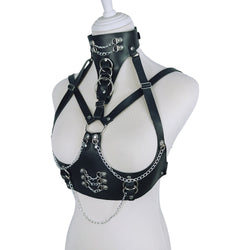 Image of Sexy leather underwear for women sm bondage frame restraint chest toys kinky gay supplies women hot selling accessories