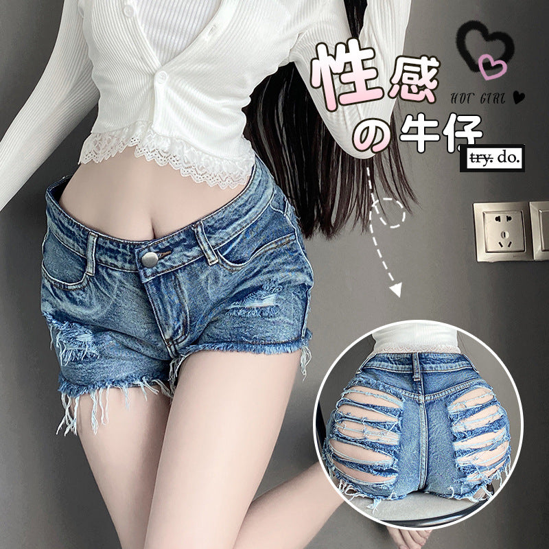 sexy lingerie sexy women ripped jeans low rise zipper open pants hot pants nightclub seduction lingerie 8026 - 8032