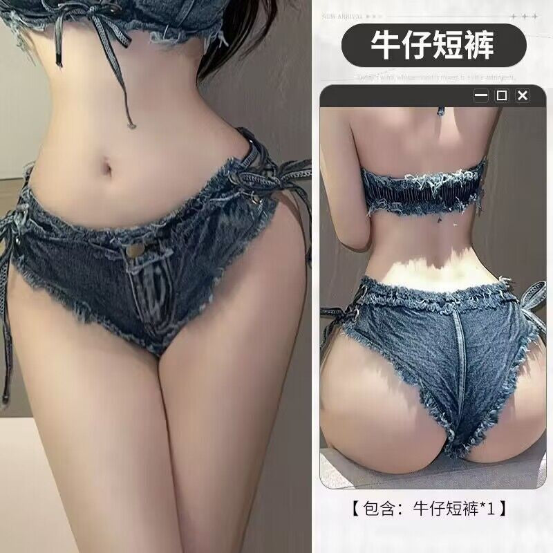 sexy lingerie sexy women ripped jeans low rise zipper open pants hot pants nightclub seduction lingerie 8026 - 8025