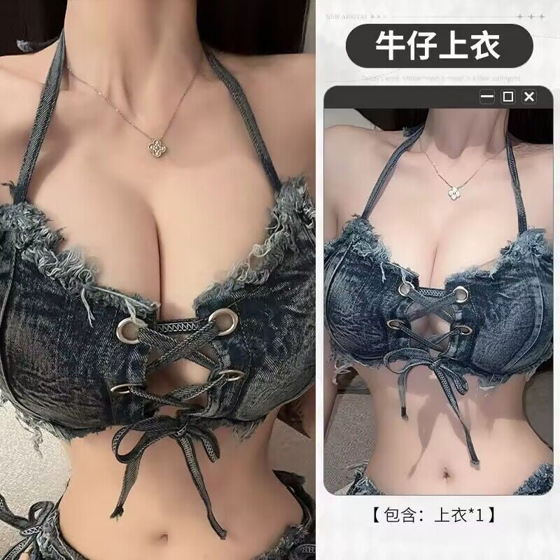 sexy lingerie sexy women ripped jeans low rise zipper open pants hot pants nightclub seduction lingerie 8026 - 8025