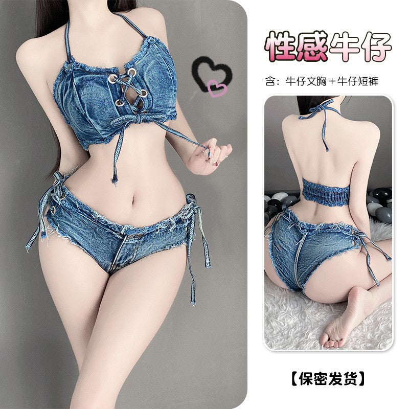 sexy lingerie sexy women ripped jeans low rise zipper open pants hot pants nightclub seduction lingerie 8026 - 8025