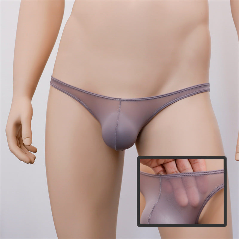 Image of Sexy Men’s Mini Thongs Comfortable Ice Silk Transparent Sheer Skinny Ultra Thin Ultra Low Waist Gay Panties Trendy