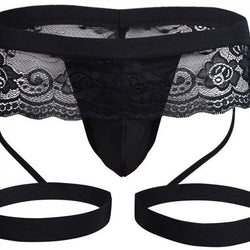 Image of Sexy panties men’s sexy temptation men’s panties gay lace transparent leggings sexy open crotch thongs - black / S code