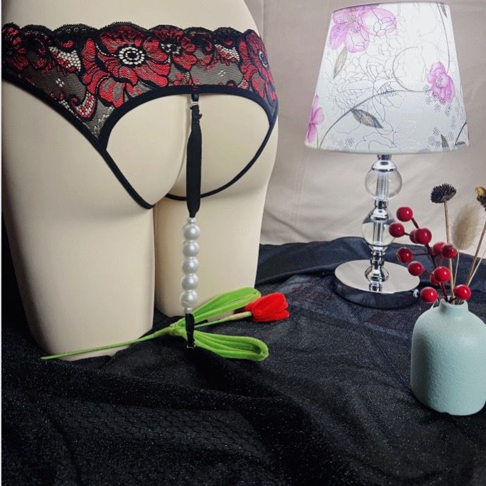 Image of Sexy women’s panties open with pearl massage 3D see-through beautiful buttocks hollow erotic triangle thong hot - Sexy