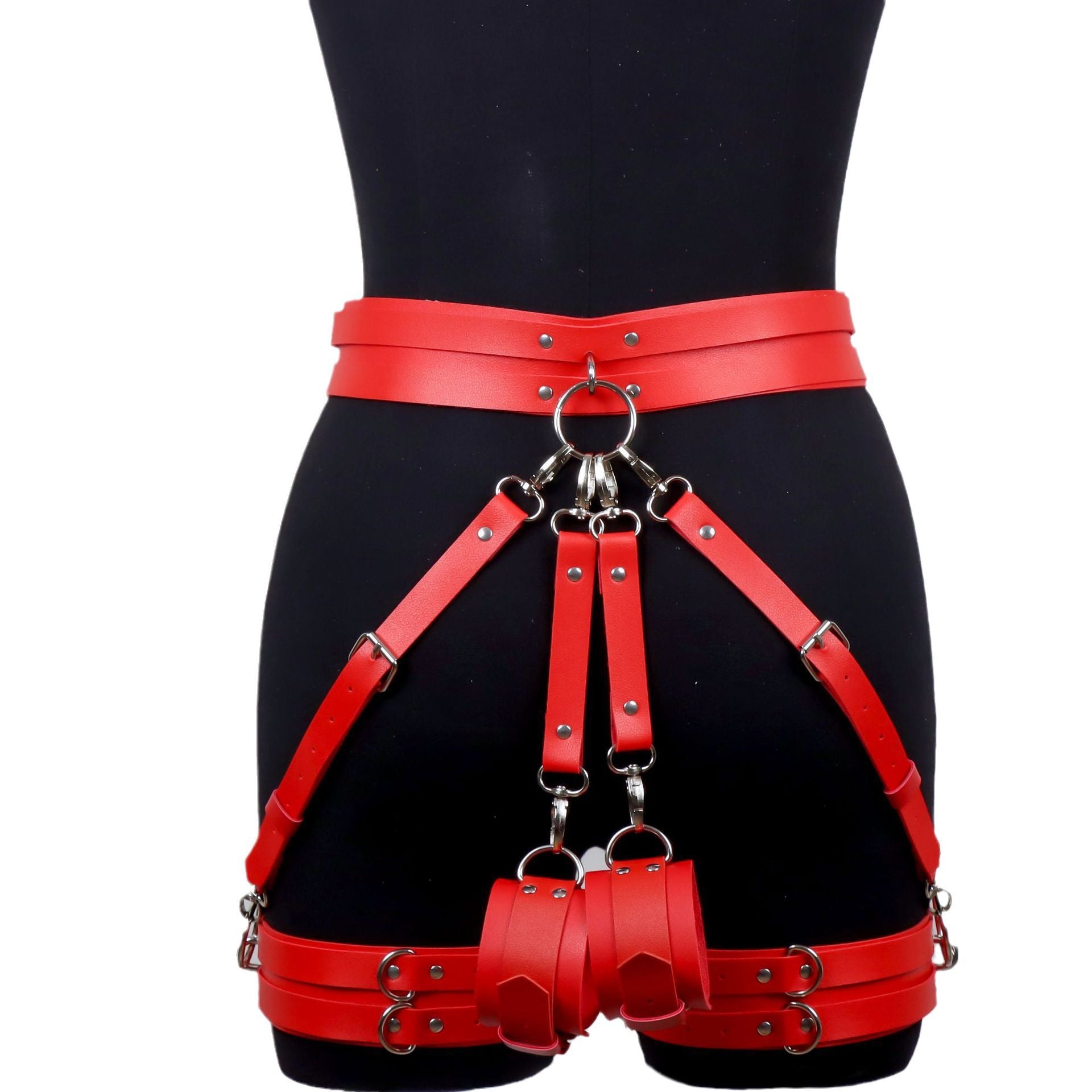 SM Bondage Torture Toys Adult Sex Leather Thigh Cuffs Sex Fun Wear Female Appliances Adjustable Pants - toys
