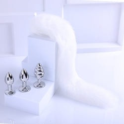 Image of sm sex detachable tail butt plug metal fox backyard anal toy passionate sex aid sex toys - White Tail + (Three) - toys