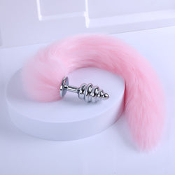 Image of sm sex detachable tail butt plug metal fox backyard anal toy passionate sex aid sex toys - Pink detachable tail + 2.8cm