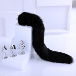 Image of sm sex detachable tail butt plug metal fox backyard anal toy passionate sex aid sex toys - Black Tail + (three) - toys
