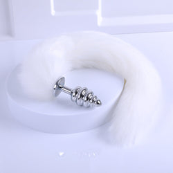 Image of sm sex detachable tail butt plug metal fox backyard anal toy passionate sex aid sex toys - White detachable tail