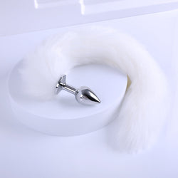 Image of sm sex detachable tail butt plug metal fox backyard anal toy passionate sex aid sex toys - White removable tail + 2.5cm