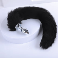 Image of sm sex detachable tail butt plug metal fox backyard anal toy passionate sex aid sex toys - Black detachable tail