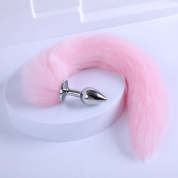 Image of sm sex detachable tail butt plug metal fox backyard anal toy passionate sex aid sex toys - Pink removable tail + 2.5cm