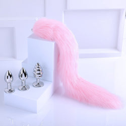 Image of sm sex detachable tail butt plug metal fox backyard anal toy passionate sex aid sex toys - Pink Tail + (Three) - toys