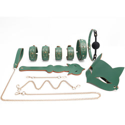 Image of SM sex set leather set alternative bondage bondage 9 piece set sp couple femdom adult sex toy - toys