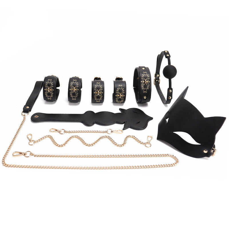 SM sex set leather set alternative bondage bondage 9 piece set sp couple femdom adult sex toy - toys