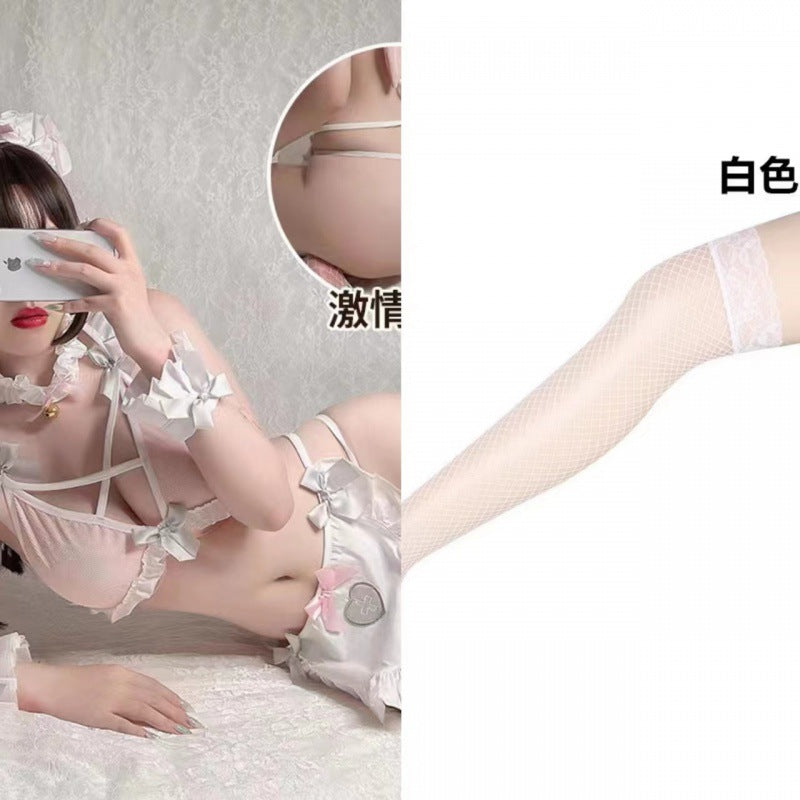 Image of Smoke erotic underwear temptation sexy cos play QQNY maid costume rabbit ears pure desire three-point suit - White