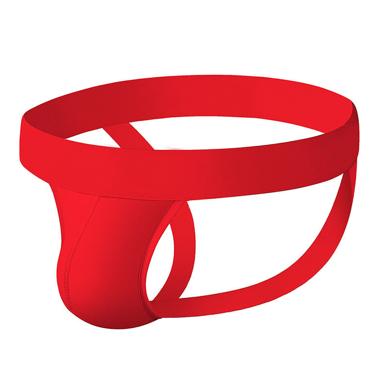 Standard large size simple solid color double dating men’s underwear sex fun gay thong underwear cotton BP.01 - red / M