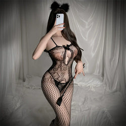Image of Women Fishnet Bodystocking Lingerie Crotchless Bodysuit Sexy Tights Soft Nightwear Lingerie - 22 - Sexy lingerie